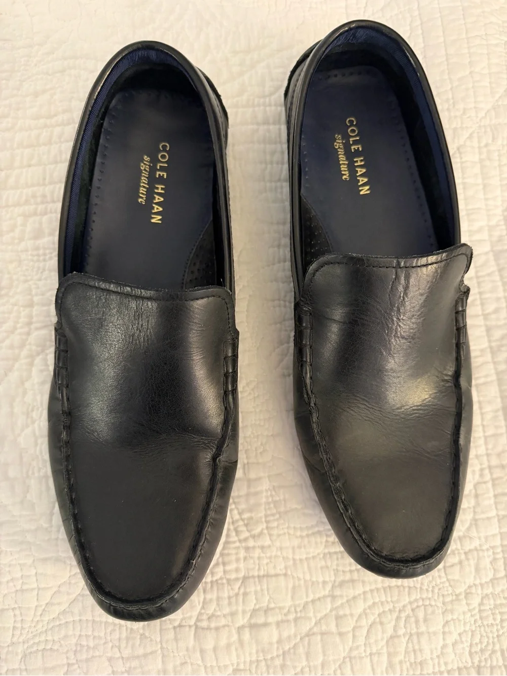 Cole Haan Men's Black Leather Slip-On Loafers